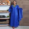 Ethnic Clothing African Maxi Long Dress Women Embroidered Lace Loose Dolman Sleeves Robe Bazin Riche Femme Dashiki 3 Piece Sets