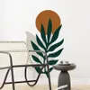 Wall Stickers Boho Sun Leaf Green Botanical Wall Sticker Removable Peel and Stick Vinyl Wall Decal Mural Living Room Interior Home Decoration 230417