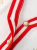 Chandails pour femmes de haute qualité créateur de mode abeille broderie cardigan à manches longues simple boutonnage contraste couleur bouton pulls tricotés C068 231116