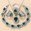 925 Mark Bridal Necklace And Earrings Jewelry Sets For Women Fashion Wedding Dress Costume Green Zircon Charm Bracelet And Ring Fashion JewelryJewelry Sets Jewelry