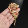 Stift broscher kvinnors strass rosett stor brosch elegant och utsökta glittrande zirkonblomma lel pin bröllop parti märke smycken231117