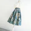 Spódnice eleganckie koreańskie modne malowanie olejne suknia balowa spódnica wysoko w pasie puszysta plisowana długa spódnica midi dla kobiet estetyka falda 230417