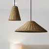 Lampes suspendues Vintage brun Beige rotin lumières minimaliste tricoté à la main pour salle à manger Restaurant Suspension Luminaire