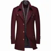 Jaquetas masculinas roupas moda trench coat engrossar jaqueta de lã cachecol colarinho comprimento médio inverno quente casaco masculino roupas 231116
