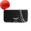 Äkta läder Zadig Voltaire Pochette Rock Swing Your Wings Womens Clutch Bags Pures Pures Tote Men Shoulder Bag toalettety Sats Cross Body Designer Square Handba6