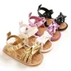 Sandalen baby babymeisjes zomer bowknot gevlochten sandalen strandschoenen anti-slip zachte zool geboren vooropkomst voor het eerste wandelschoenen 0-18m 230417