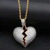 Solid Broken Heart Pendant Necklace For Mens Womens Fashion Personality Hip Hop Halsband Par smycken2733