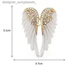 Broches Broches Wuli Baby Classique Strass Ailes d'Ange Broche Broches 3 Couleurs 2021 Bijoux Étincelants Cadeau Plume Designer BrochesL231117