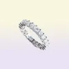 Классические изящные украшения 925 Серебряное серебро полное принцесса Cut White Topaz Cz Diamond Gemstones Eternity Square Ward