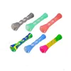 100 pz Forma di Corno FDA Silicone Vetro Fumare Erba Pipa One Hitter Piroga Pipa di Tabacco Sigaretta Pipa Cucchiaio A Mano Tubi