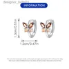 Stud 100% Real 925 Sterling Silver Brown Borboleta Brincos Zircon Jóias Espumante Original Ear Studs para Mulheres Jóias GiftsL231117