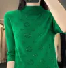 Designer Women Sweter Tops V Neck krótki rękaw przycisk Szczupły koreański dzianinowy swetra luksusowy ggity Tops