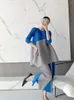 Femmes deux pièces pantalons Miyake plissé irrégulière robe ensembles automne 2023 hiver femmes Patchwork couleur unie grande taille décontracté mode coréenne