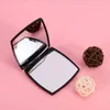 Miroir de maquillage pliable double face classique, amplificateur HD portable compact, mini noir, cadeau pour petite amie, 6.8x1cm