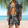 Męskie dresy hawajskie koszulę Summer Summer Beachwear Leaf Print Scariagn Shorts Lose 2 -Place Men Sets Zespół Homme Conjuntos 2023
