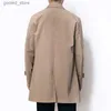 Trenchs pour hommes Trench Hommes Long Coupe-Vent Manteau Mode Affaires Casual Lâche Solide Trench Hommes Angleterre Style Turn Down Col Vestes Outwear Q231118