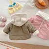 Manteau Nouvelle robe en coton pour enfants automne hiver 0-5 ans filles bébé Plus velours épais à capuche manteau chaud enfants garçons Simple haut tendance veste 231117