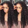 180 Dichtheid Mogolian Human Hair Lace Front Wig Kinky krullende pruiken transparante kant Afro -pruiken voor vrouwen synthetisch haarwarmtewarmte