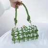 Evening Bags Transparent Acrylic Box Evening Clutch Bags Women Boutique Woven Knotted Rope Rhinestone Handbags Wedding Party Prom Bag 231116