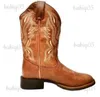 Stivali Cowgirls Cowboy Stivali occidentali ricamati per le donne Moda metà polpaccio Scarpe nuove di zecca tacco medio 2022 Popolare Comodo Slip On T231117