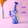 8 inch klein bong hookah unique new pink glass recycler dab rig cute glass water pipe smoking accessories