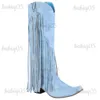 Stiefel BONJOMARISA Neue Ankunft Cowboy Western Lange kniehohe Stiefel Frauen Gestapelt Mit Hohen Absätzen Fringe Retro Casual Ridding Stiefel Herbst Schuhe T231117