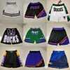 en gros Phoenixsunsmen Milwaukeebucksmen Throwback Basketball Shorts Pocket