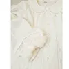 Camicette da donna Camicie Camicia Lolita in cotone Colletto alla Peter Pan Camicetta a maniche lunghe in pile per donna 230417