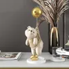 Decorative Objects Figurines Statue Desing Home Ornaments Balloon Flying Bear Sclupture Resin Figurine Table ation home Room Y23