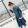 Casual Dresses Vintage Ripped Long Sleeve Slim Single Breasted Denim Dress Street Sashes High midje Vestido 2023 Office Jeans