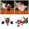 Decorazioni natalizie Regalo per interni ed esterni Bomboniere per festival Ornamenti da giardino in PVC Renna di cartone animato Decorazione per recinzione natalizia Babbo Natale Peeker 231117