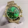 18 Style Mens Chronograph Sport Watch Men's 40mm 116508 Green Dial 116500 18K Yellow Gold Bezel 904L Steel Bracelet 7750 Movement 116503 Chrono Automatic Watches