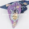 Magic Blue Purple Aura Tourmaline Feather Specimen Collections Collection Handmade Guardian Goddess Titanium gecoat ruwe toermalijn Amethist Crystal Mineral Reiki