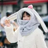 Skidhandskar Cartoon Rabbit Ear Helmet Cover Bekväm mjuk cykling Skidhatt Lovely Winter Warm Plush Cap för Girl Women 231116