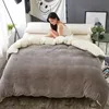 Conjuntos de cama Inverno Quente Duveta Capa Queen King Twin Cama Cordeiro Cashmere Veludo Quilt Cover Cama Sólida Cor Coral Fleece Duvet Covers Cinza 231117