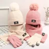 Berretti Cappelli 3 pezzi Cappello per bambini con sciarpa Guanti Set Autunno Inverno Caldo cappello lavorato a maglia Guanti Vestito Berretto per bambini Per ragazzi Ragazze Bambini Accessore 1-5 anni 231115