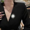 Pins Brooches New Shiny Sun flower Brooches For Women Luxury Big Pearl Rhinestone Brooch Pins Jewelry Dress Suit Accessories Wedding GiftsL231117