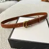 Women Designer Leather Belt Fashion Vintage Letter Smooth Buckle Casual Belts Width 2.5cm Luxury Brand Clothing Accessories Thin Waist Belt