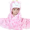 Piżama różowa żyrafa zwierzęcy cosplay z kapturem niemowlę niemowlę chłopiec flanelowy ręcznik do kąpieli Bathobe Słodka kreskówka Pajama Upalka 231117
