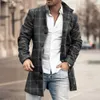 Trenchs d'hommes Hommes Pardessus Plaid Single-Breasted Col Turndown Manches longues Slim Veste mi-longue Manteau Poches chaudes Trench Coat Q231118