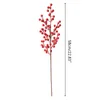 Flores decorativas Vermelho artificial com haste 6 Ramos da holly Berries Simulação Fruta de flores falsa para o Natal Vaso de arranjo de festas de primavera