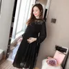 Sukienki macierzyńskie Szyfry sukienki ubrania ciążowe dla kobiet w ciąży plisowane sukienki z długim rękawem