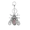 Key Rings Wholesale Natural Reiki Rose Quartz Charm Keychain Cat Turtle Wing Gemstone Pendant For Women Men Jewelry Drop Delivery Dhga Dh61X