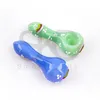 4,7 "Rainbow Glass Spoon Pipe med blommiga accenter Röker Handrör för dabbsglasvattenbongar