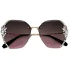 Designer-Sonnenbrille für Frauen Luxusmarke Design Vintage randlose Strass-Sonnenbrille Damen Herren Mode Gradient Lens Sonnenbrille Shades für Damen