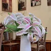 Dekorativa blommor färdig handstickad lily handvävd virkning konstgjord bukett heminredning bröllop blommor valentins mammas