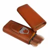 Anpassad ny design Brown Cigar Leather Humidor Box Luxury Portable Travel Cigar Set med rostfritt stålskärare