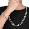 Hip Hop 1set 13 mm złoto lodowane utwardzone krysztarskie krinność Miami Curb Figaro Link Łańcuch Naszyjnik CZ Bling Rapper Naszyjnik dla mężczyzn Jewelry332c