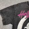 T-shirts pour hommes T-shirts pour hommes Vintage Heavy Fabric Hellstar Distressed Shirt Hommes Streetwear Haute Qualité amDiri jeans Cracks Women Portrait Print Graphic T-Shirt qiu
