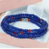 Strand Multilayer Chain Armband Jades 2 4mm Lapis Lazuli Stone Chalcedony Abacus Rondelle Facetterade 4 rader Magnetiska CLASPS -smycken B2766